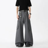 FOESCE 2025 Autumn Winter Korean Style Straight Leg Causal Jeans Men's Fashion Versatile Loose Pants Men's Washed Retro Large Pockets