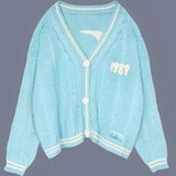 FOESCE 2025 Europe and the United States star with autumn and winter new style sweater embroidered cardigan temperament bright color ca
