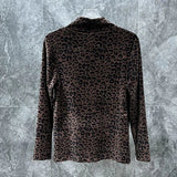 FOESCE Men T-Shirt Gold Velvet Leopard T-Shirt Spring And Autumn Streetwear Fashion Niche Youth Long Sleeve Top Men'S Clothing 2025 New