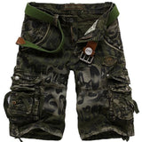 FOESCE Summer Men's Camouflage Printed Work Shorts Multi-Pocket Zipper Button Military Combat Five Shorts Daily Street Casual Shorts