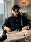 FOESCE Trendy Casual Knitted Sweater Korean Sle Turn-down Collar Open Cardigan Dongdaemun Men's Autumn Long Sve  Color