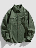 2024 New 95% Cotton Men's Shirt Solid Color Long Sleeve Drop Shoulder Button Pockets Cowboy Loose Casual Work Jeans Shirts
