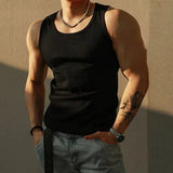 FOESCE Mens Sexy Shaping Sports Fitness Casual Cotton Vest 2025 New Genderless American Street Elastic Slim Solid Color Tank Top Unisex