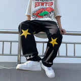 American retro star personality sports pants men and women's new summer fashion brand loose straight leg wide casual long pants