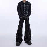 FOESCE Mens Jeans Washed Contrast Color Rivet Casual Pant Autumn Streetwear Fashion Personality Y2k Flared Trousers Men'S Clothing 2025