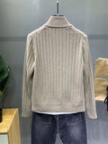 FOESCE Man Clothes Cardigan Knitted Sweaters for Men Coat Jacket Plain Black Solid Color Korean 2025 Autumn Japanese Retro Fashion Wool