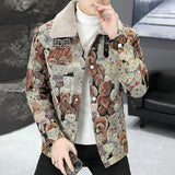 FOESCE Mens Bear Embroidered Y2k Casual Jacket 2025 New Autumn Winter Fashion Youth Street Plus Velvet Thickened Warm Jacket Unisex