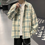 FOESCE Loose Long Sve Plaid irt Men's Casual Sle Spring Autumn Harajuku Faion Couple Outerwear Comfortable Breathable