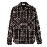 FOESCE Mens Autumn Gold Thread Tweed Braided French Coat Genderless Tassel  Retro Casual Loose Fashion Trend Jacket Unisex