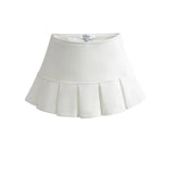 FOESCE Xpqbb Fashion Low Waist Mini Skirt Women 2025 New Vintage Side Zip A Line Y2K Short Skirts Female Sexy Girls Hot Pleated Skirt