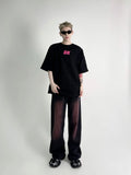 FOESCE 2025 Black Washed Red Jeans Men's Loose Straight Trendy 2025 New Versatile Wide Leg Pants streetwear denim men skinny