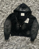 Foesce Hell in Paradise Street Retro Gothic Style Zip Up Hoodie Y2k Alphabet Embroidery Patchwork Hoodies Loose Sweatshirt Men Clothing