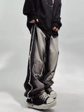 FOESCE Trendy Hip-hop Ins Loose Straight Leg Jeans, Distressed Floor Length Pants, Casual Workwear Pants For Men Streetwear Jeans Men's