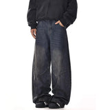 FOESCE Men's Loose Fit Baggy Jeans Casual Streetwear Wide Leg Hip Hop Oversized Denim Pants