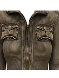 FOESCE Autumn Winter Woman Vintage Harajuku Full Zip Cardigan Cropped Sweater Old Money Korean Fashion Grunge Knitwears Streetwear Tide