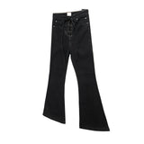 FOESCE Ro Style Ribbons Matte Coated Stretch Black Flare Pants for Men and Women Lace Up Baggy Leather Trousers Streetwear Boot Cut