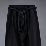 FOESCE Men Summer Black Linen Harem Pants Nightclub Stage Baggy Trousers With Rope Belt Mens Gothic Punk Hip Hop Joggers Street Wear