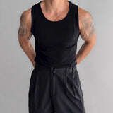 FOESCE Mens Shaping Stretch Knit Vest Genderless 2025 New Fitness Sports Tight Breathable Sweat-Absorbent Solid Color Tank Top Unisex