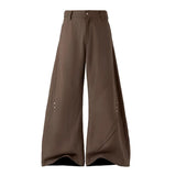FOESCE Mens Pants Motorcycle Rivets Deconstructed Curved Casual Pants Streetwear Fashion Grunge Wide Leg Pants Old Money Menswear 2025