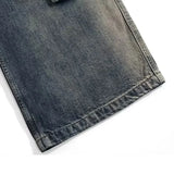 FOESCE Men Multi-pockets Pants Gradient Ribbons Drawstring Jeans Baggy Oversized Cargo Trousers Fashion Streetwear Loose