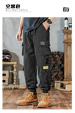 Men's Cargo Pants Casual Hip Hop Hit Color Multiple Pockets Trousers Streetwear Ribbons Techwear Sweatpants
