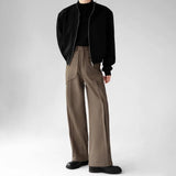 FOESCE Men Imitation Wool Three-Dimensional Stitching Business Casual Trousers Plain Classic Luxury Pants Old Money Men'S Clothing 2025