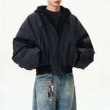 FOESCE American Retro Street Fake Two-Piece Solid Color Pu Leather Jacket Men 2025 Spring Autumn Fashion Y2k Hooded Baseball Jacket Men
