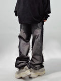 FOESCE Trendy Hip-hop Ins Loose Straight Leg Jeans, Distressed Floor Length Pants, Casual Workwear Pants For Men Streetwear Jeans Men's
