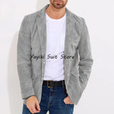 FOESCE Men's Suede Jacket Men's Dress Jackets for Suit Elegant Clothes Man New in Coats and Jackets Mens Suits Luxury Man Coat Blazers