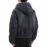FOESCE Mens Fashion Trend Thickened Denim Jacket Hooded Jacket Autumn Winter American Street Handsome Hip-Hop Y2k Jacket Mens Clothing