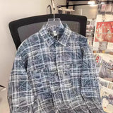 2024 Summer New Men's Plaid Shirt Long Sleeve Street Style High-end Feel Trendy Casual Outer Wear American Style Jacket