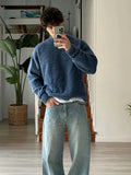 Foesce Casual Solid Fleece Turtleneck Sweater For Male Fashion Long Sleeve Loose Knitted Pullover 2024 Autumn Thicken Warm Knit Jumpers