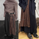 FOESCE 2025 new chinese calligraphy pattern splicing design of two pieces of wide-leg culottes fashion design sense martial arts pants
