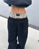 Y2K Harajuku pants camouflage Embroidered double waist high quality sweatpants Hip Hop streetwear High waisted Wide Leg Pants