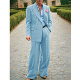 FOESCE Men's Striped Suit Two Piece Suit Elegant Fashion Suit Casual Fashion Work Wear Party Dress Men's Commuter Wear Men's Clothing