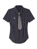 FOESCE Summer Women Preppy Style Slim Striped Shirts With Tie Short Sleeve Blouses Japanese Fashion JK Top 2000s Aesthetic Y2k Vintage