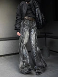 Black Wash Micro Horn Jeans Man Woman American Vintage Baggy Wide Leg Trousers Unisex High Street Casual Straight Denim Pants Ne