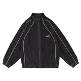 FOESCE 23AW Mens Corduroy Street Stand-Up Collar Cardigan Top Genderless Trend American Fashion Casual Simple Loose Jacket Unisex