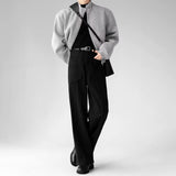 FOESCE Men Imitation Wool Three-Dimensional Stitching Business Casual Trousers Plain Classic Luxury Pants Old Money Men'S Clothing 2025