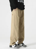 Foesce 2024 New Summer Men's Pants Korean Fashion Wide Leg Slacks Breathable Cotton Straight Cargo Pants Men Casual Loose Trousers
