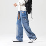 FOESCE Big Size Men's Cargo Jeans Loose Wide Leg Straight Denim Pants Male Autumn Streetwear Casual Baggy Cowboy Trouser Plus Large 8XL