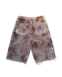 Gothic trend new rhinestone pocket exquisite denim shorts men's y2k hip-hop design personality style daily couple wide-leg pants