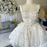 FOESCE Cathy White Mini Tulle Prom Dresses Spaghetti Strap فساتين السهرة Customized Sleeveless Princess Flowers Vestidos De Noche 2025