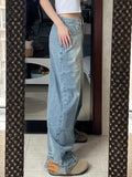 High Street Straight American Retro Washed Reverse Wear Design Jeans American Men and Women Loose Wide Leg Casual Pants y2k