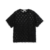 FOESCE Summer Men's O Neck T-shirt Loose Short Sleeve Sexy Sheer Lace Tee Shirts New Fashion 2025 New Trendy Menwear Unisex Pullover