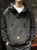 Large Size Cargo Hooded Jacket Men's Top Coat Fashion Trend Youth Outdoor Leisure Spring Autumn Handsome Windproof Jacket