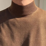 FOESCE Autumn Winter Half Turtleneck Sweater Men's Long-sleeved Korean Solid Color Knit Sweater Underwear Bottoming Shirt Casual Male