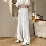 FOESCE Baggy Casual Pants Men Simple Elegant Handsome Smart Casual British Style All-match Daily Soft Full-length Trousers High Street