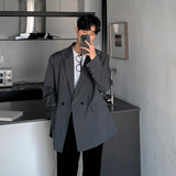 FOESCE Korean-style Blazers Men Leisure Trendy Loose One Button Suit Jackets Male Daily Streetwear All-match Simple Suit-tops 4 Colors