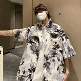 FOESCE 2025 Instagram Pi Shuai Tie Dyed Shirt for Boys, Unique Design, Summer Short sleeved Coat, Cityboy Large Shirt camisas feminina
